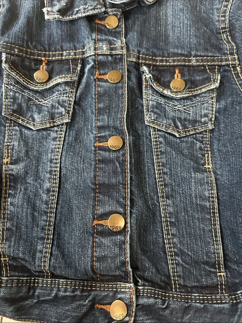 GAP Dark Blue distressed Denim Jean Jacket for Kids small